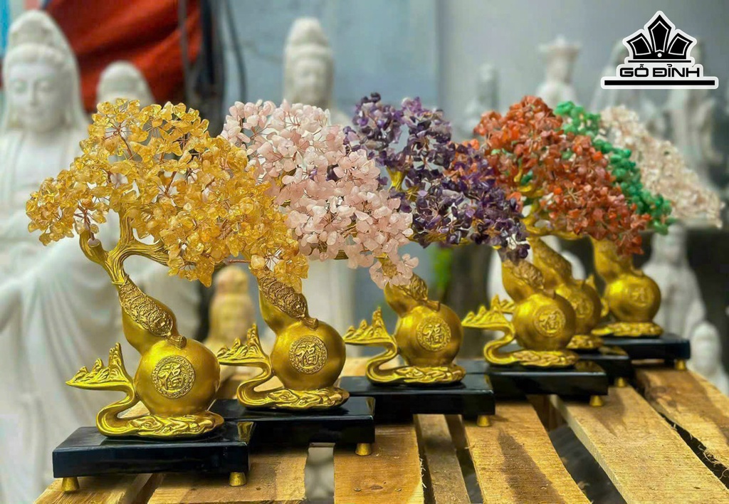 Cây Tài Lộc Thạch Anh Thân Hồ Lô Cao 33 (cm)