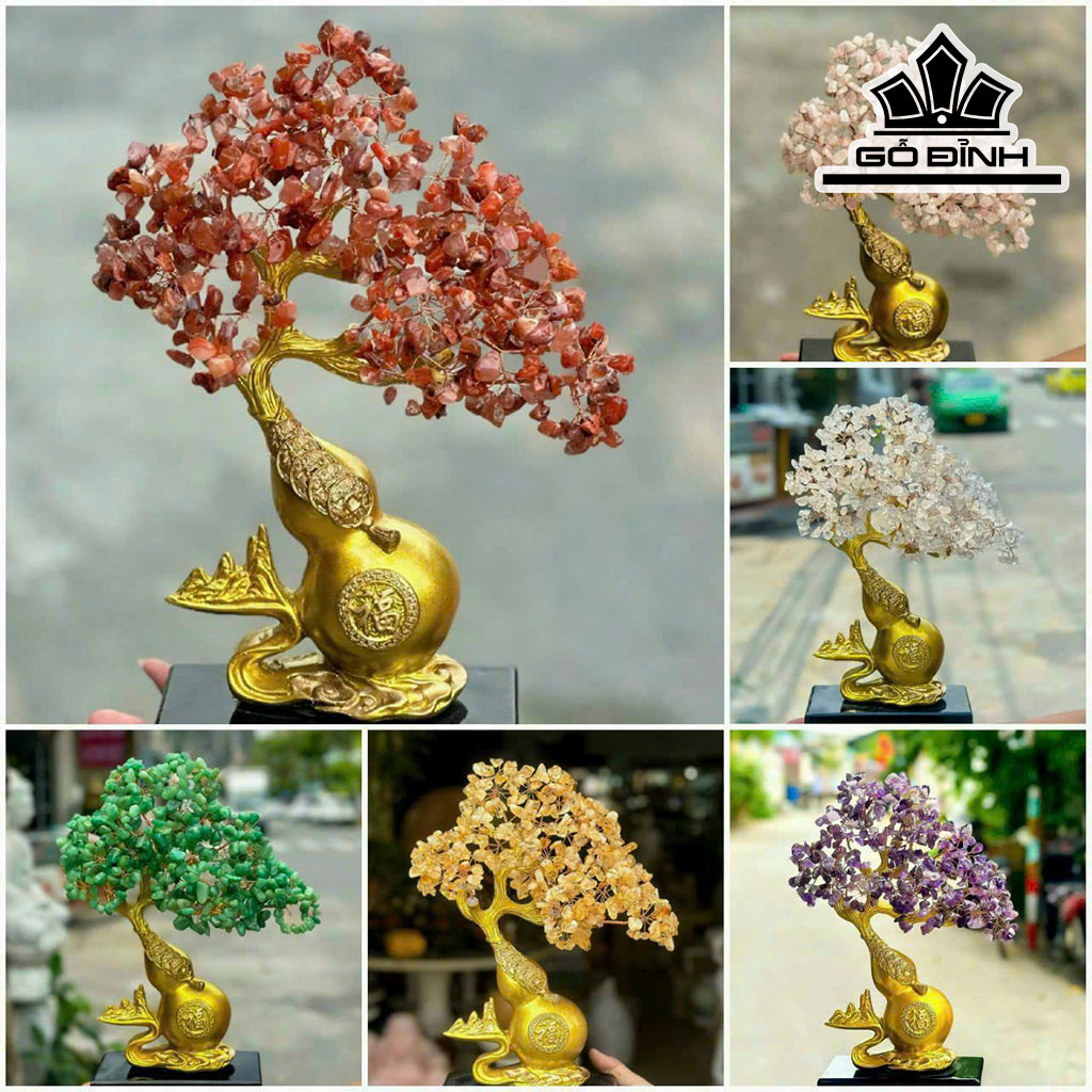 Cây Tài Lộc Thạch Anh Thân Hồ Lô Cao 33 (cm)