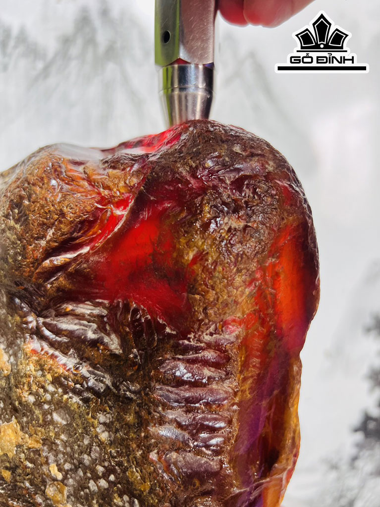 Tác Phẩm Đá Mã Não Cuội Đỏ Cao 28 Ngang 22 (cm) 7,4kg