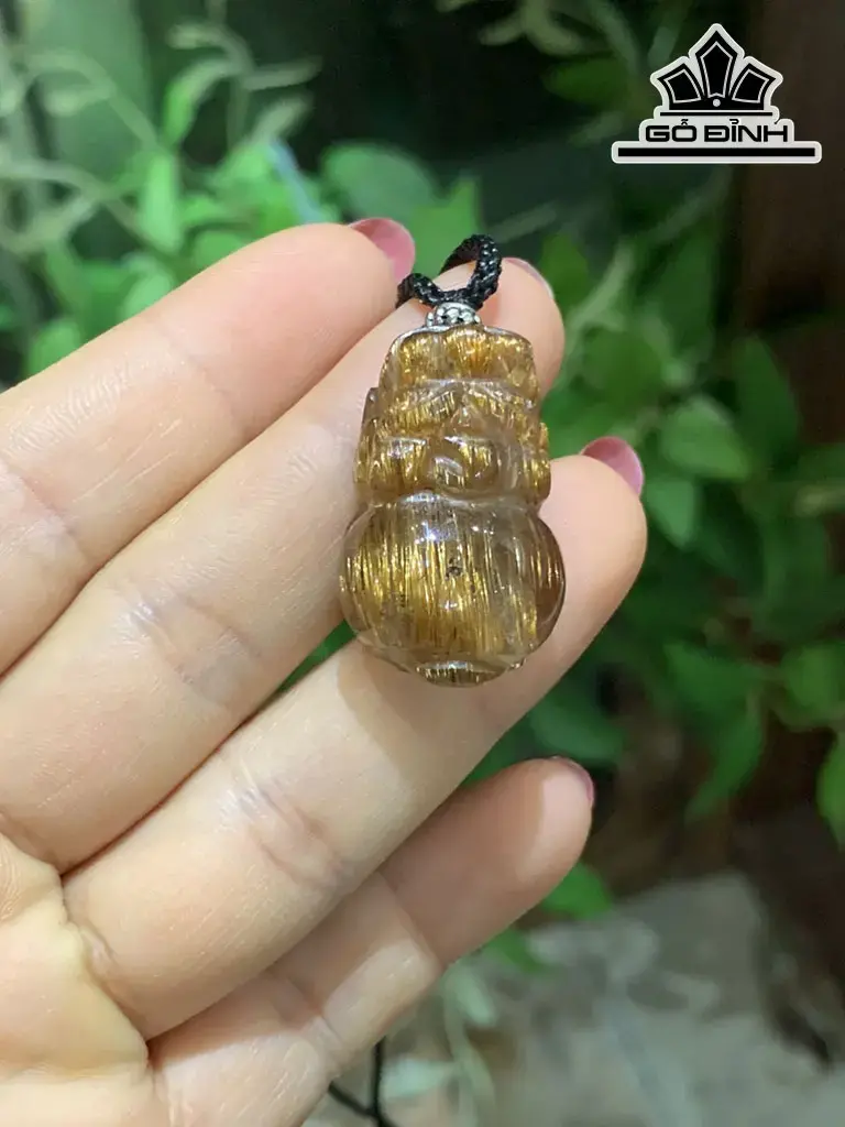 Mặt Dây Chuyền Tỳ Hưu Đá Thạch Anh Tóc Vàng Cao 28,5 Ngang 18,5 Sâu 13,3 (mm)