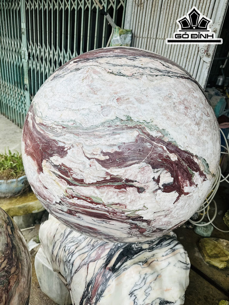 Bi Cầu Đá Vân Đỏ Đa Sắc Đường Kính Hạt 86 (cm) 1500kg