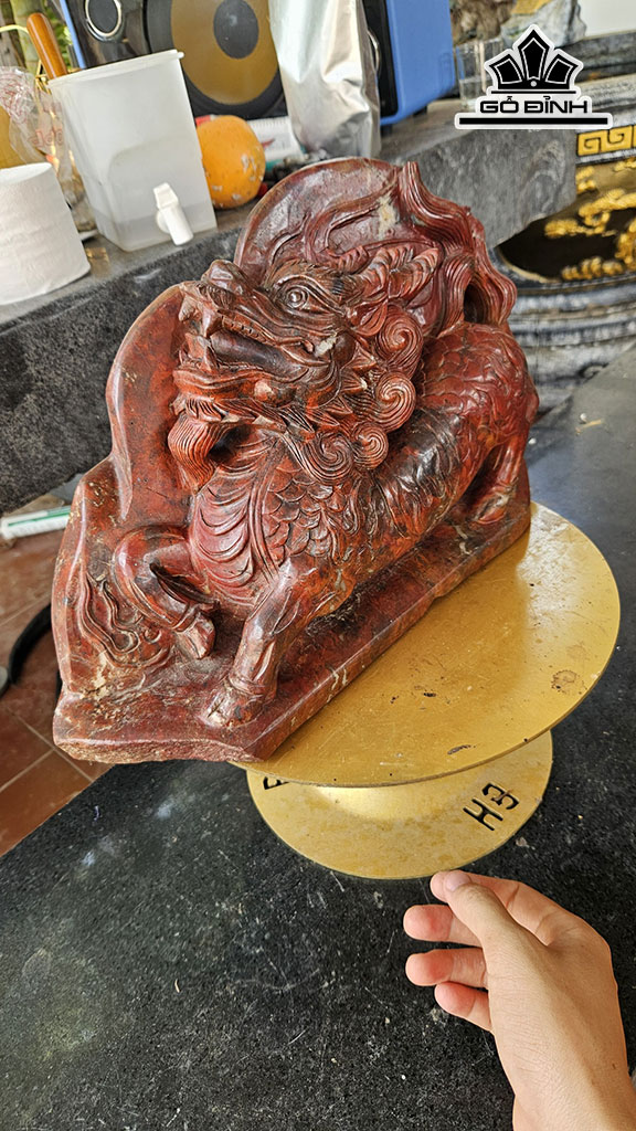 Bức Lân Đỏ Đá Canxedon Cao 25 Ngang 38 (cm) 13kg