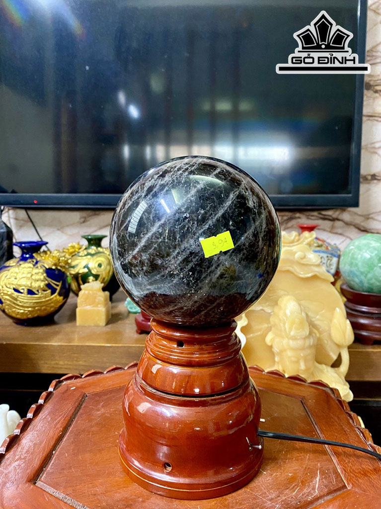 Bi Cầu Đá Thạch Anh Đen Đường Kính Hạt 14 (cm) 3,94kg