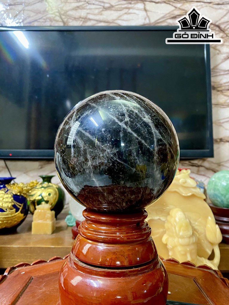 Bi Cầu Đá Thạch Anh Đen Đường Kính Hạt 14 (cm) 3,94kg