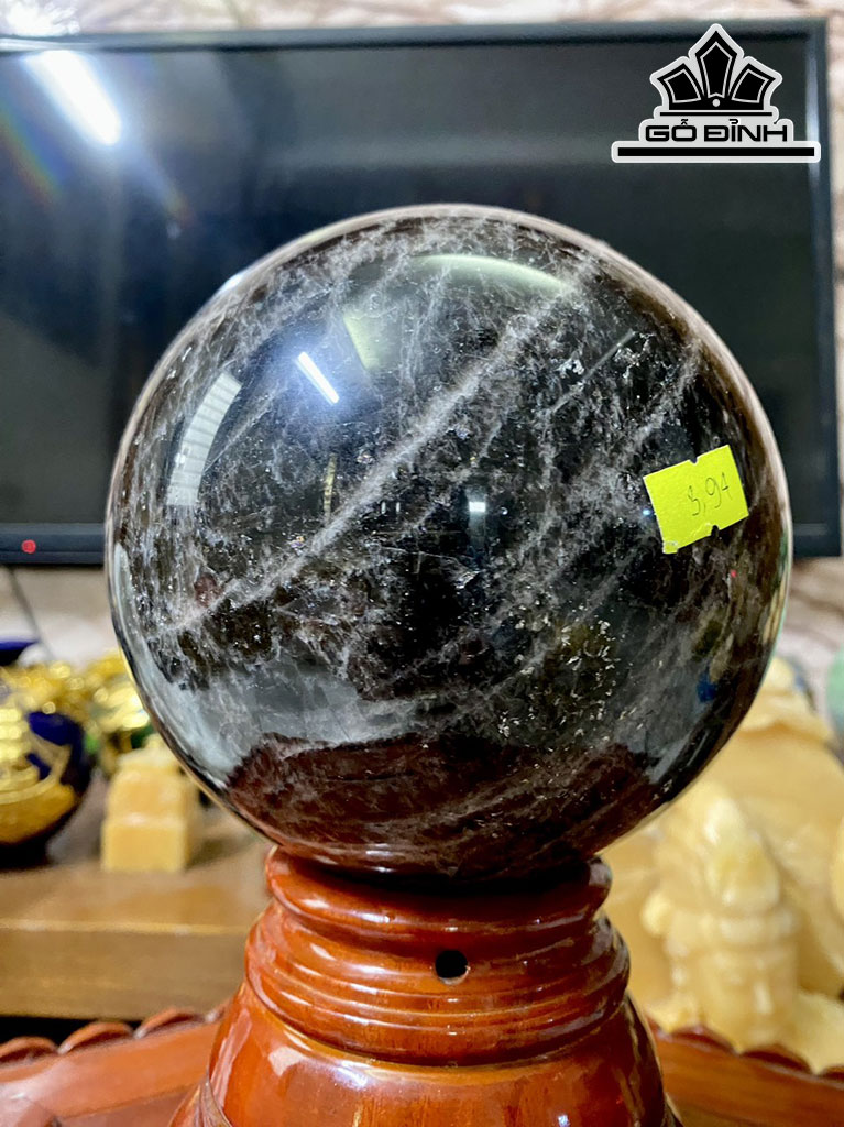 Bi Cầu Đá Thạch Anh Đen Đường Kính Hạt 14 (cm) 3,94kg