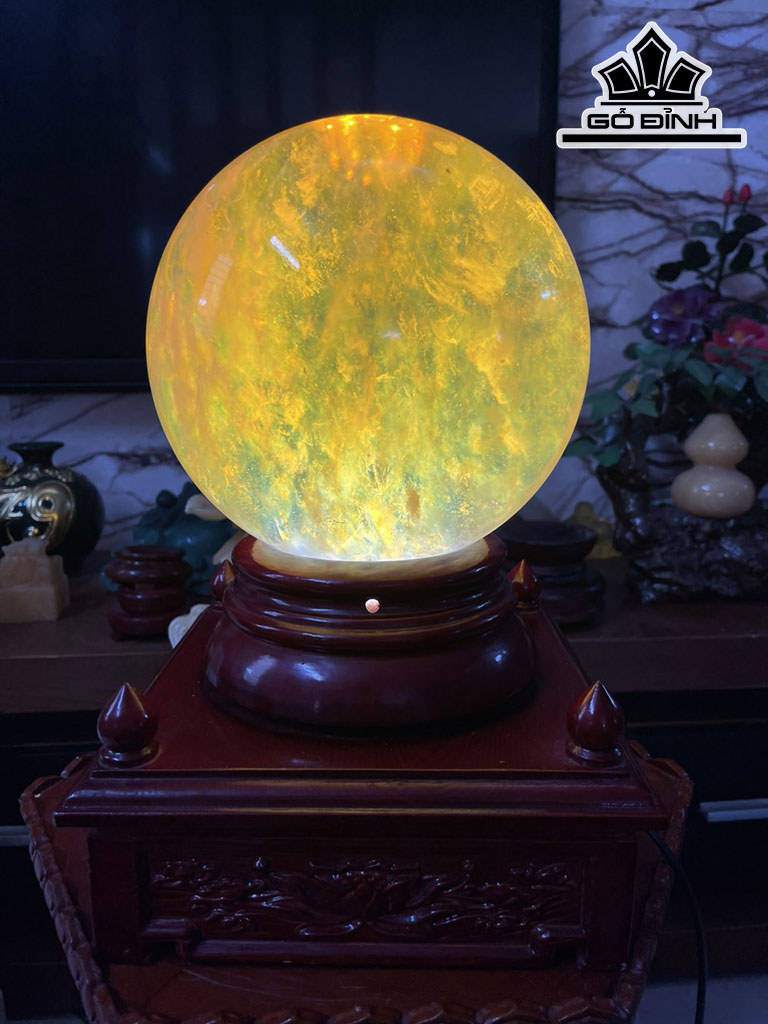 Bi Cầu Thủy Tinh Vàng Đường Kính Hạt 18 (cm) 9,66kg