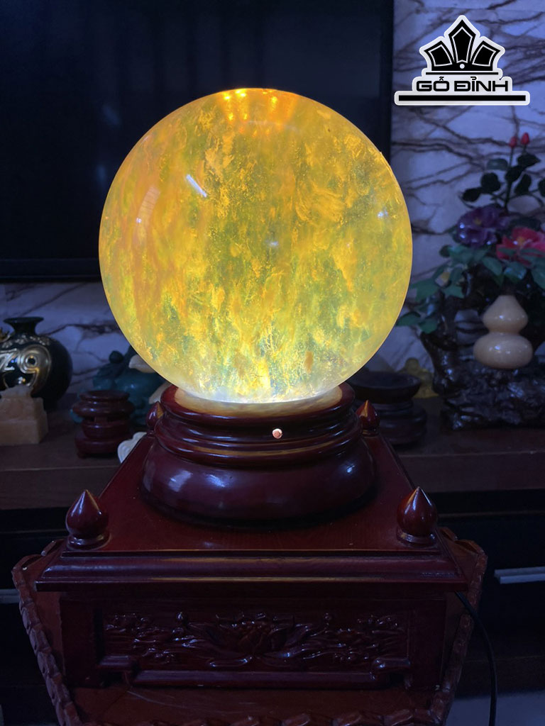 Bi Cầu Thủy Tinh Vàng Đường Kính Hạt 18 (cm) 9,66kg