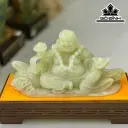 Tác Phẩm Phật Di Lặc Đá Onyx Xanh Ngang 34 (cm)