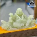 Tác Phẩm Phật Di Lặc Đá Onyx Xanh Ngang 34 (cm)