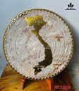 Tranh Đá Trống Đồng Bản Đồ Việt Nam Dát Vàng Đá Serpentine Đường Kính 38 (cm)