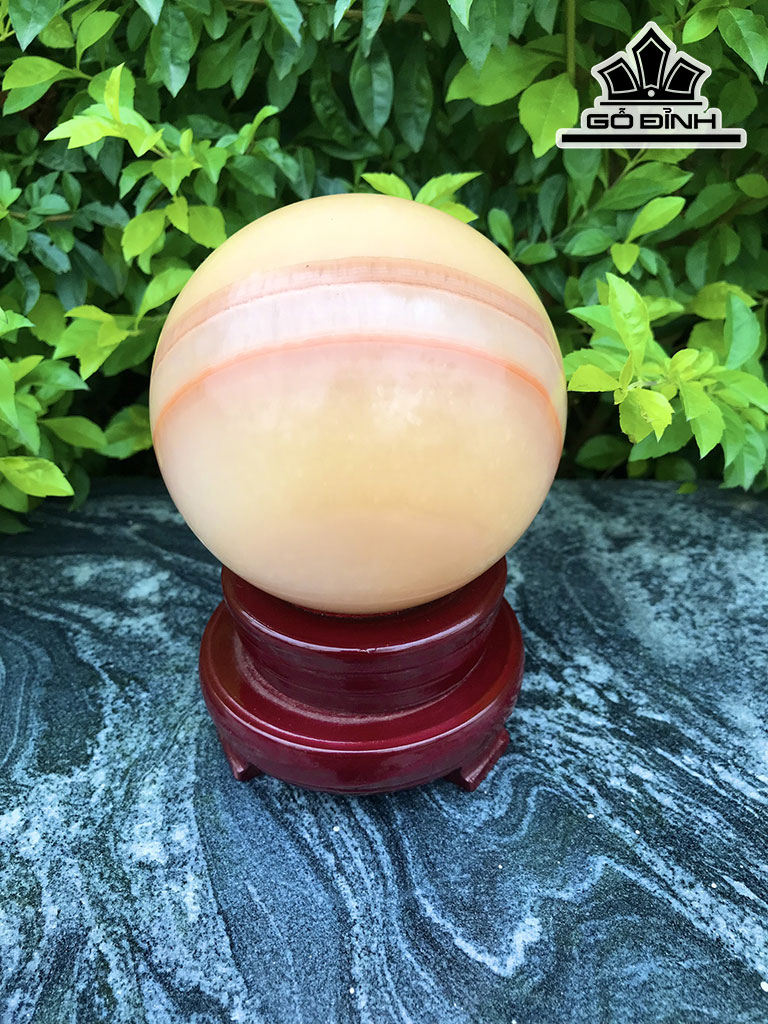 Bi Cầu Đá Onyx Vàng Vân Đẹp Đường Kính Hạt 10,2 (cm) 1,46kg