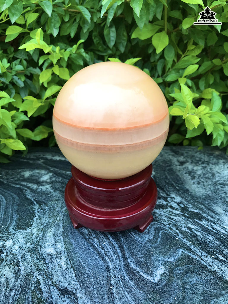 Bi Cầu Đá Onyx Vàng Vân Đẹp Đường Kính Hạt 10,2 (cm) 1,46kg