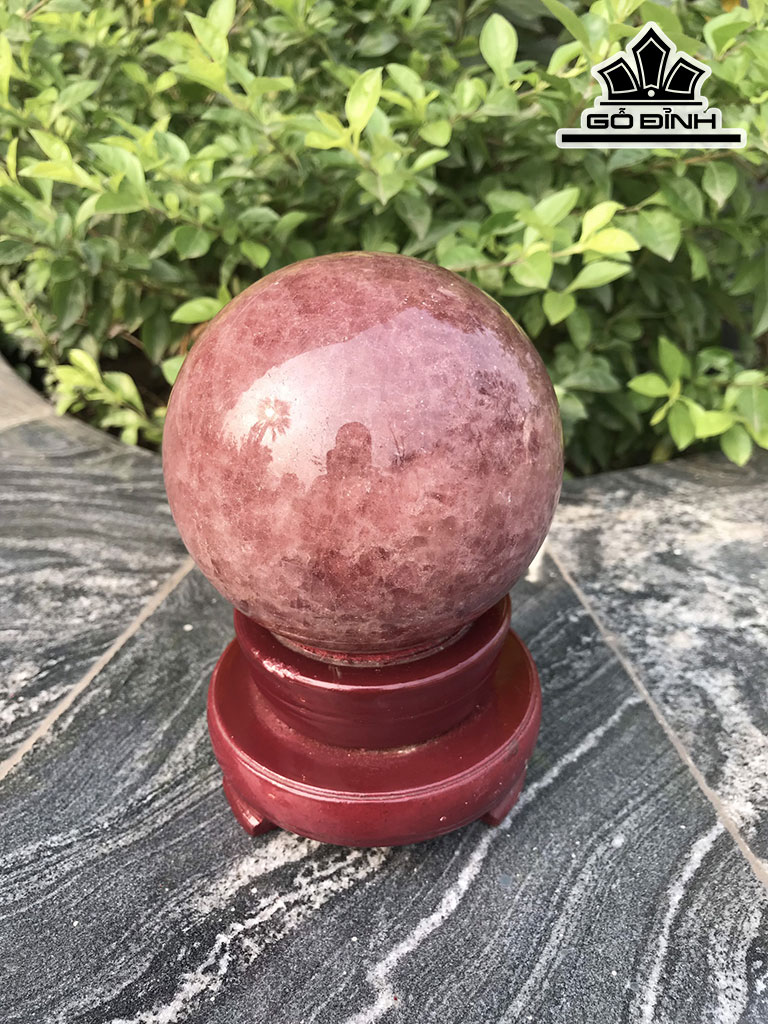 Bi Cầu Đá Thạch Anh Dâu Tây Hồng Đường Kính Hạt 10 (cm) 1,25kg