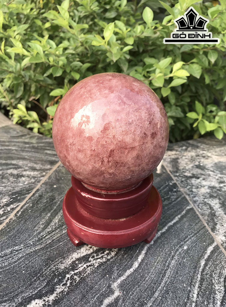 Bi Cầu Đá Thạch Anh Dâu Tây Hồng Đường Kính Hạt 10 (cm) 1,25kg