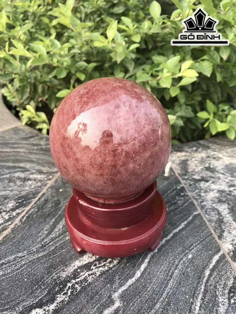 Bi Cầu Đá Thạch Anh Dâu Tây Hồng Đường Kính Hạt 10 (cm) 1,25kg