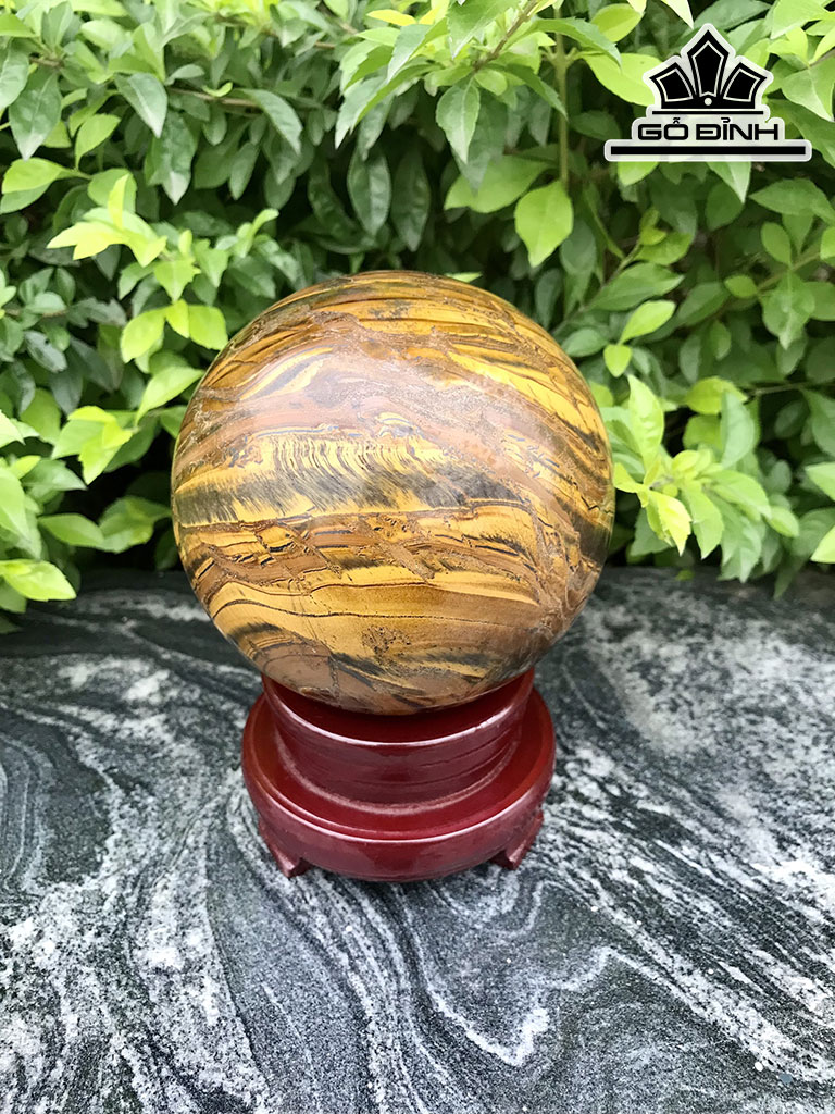 Bi Cầu Đá Thạch Anh Mắt Hổ Ánh Vàng Đường Kính Hạt 11,3 (cm) 2kg