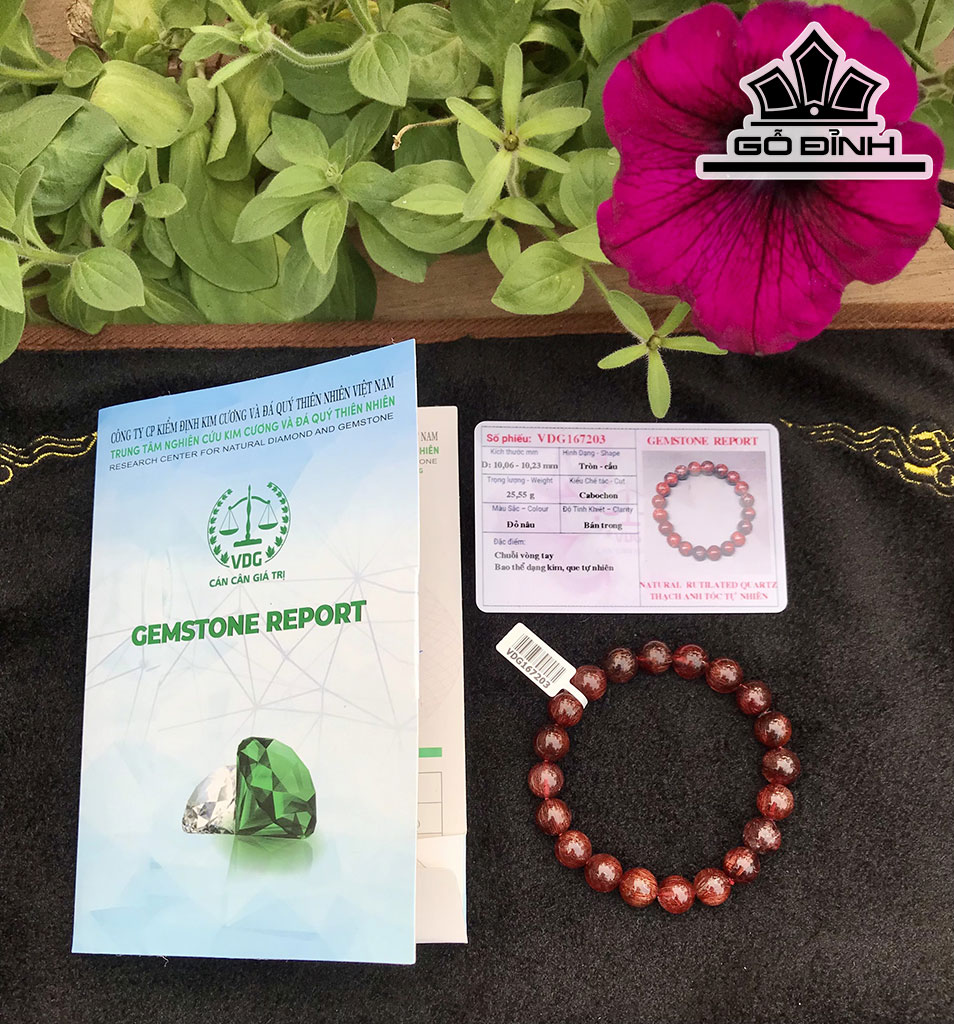 Vòng Tay Đá Thạch Anh Tóc Nâu Đỏ Đường Kính Hạt 10,06 -10,23 (mm) 25,5g