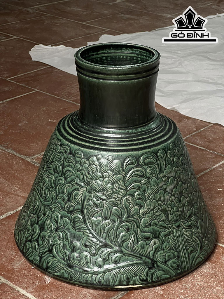 Bình Dáng Bó Mạ Gốm Bát Tràng Cao 32 Miệng 13 (cm)