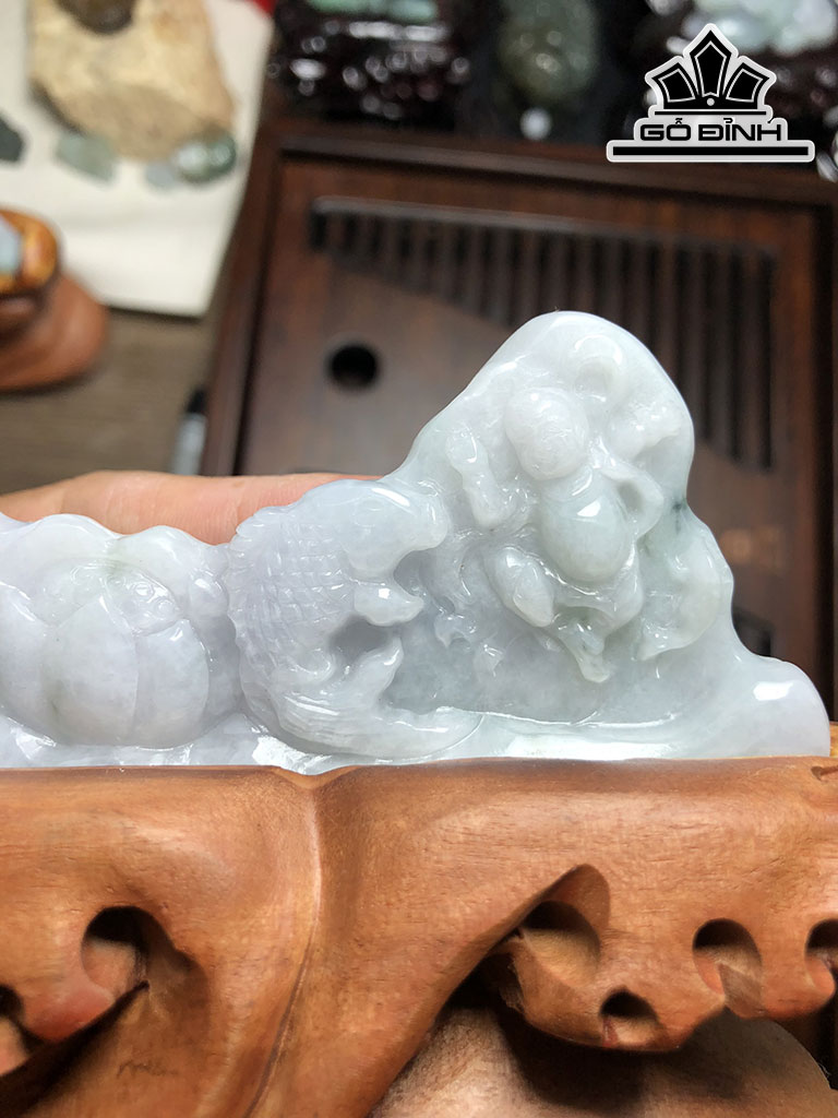 Quan Âm Đá Cẩm Thạch Cao 138 Ngang 130 Sâu 12 (mm) 163g Riêng Đá Cao 90,6 (mm)