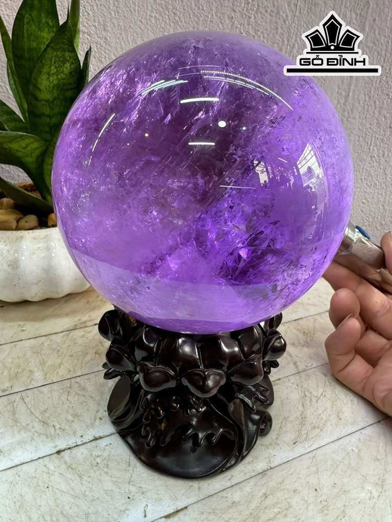 Bi Cầu Đá Thạch Anh Tím Đường Kính Hạt 14 (cm) 3,5kg