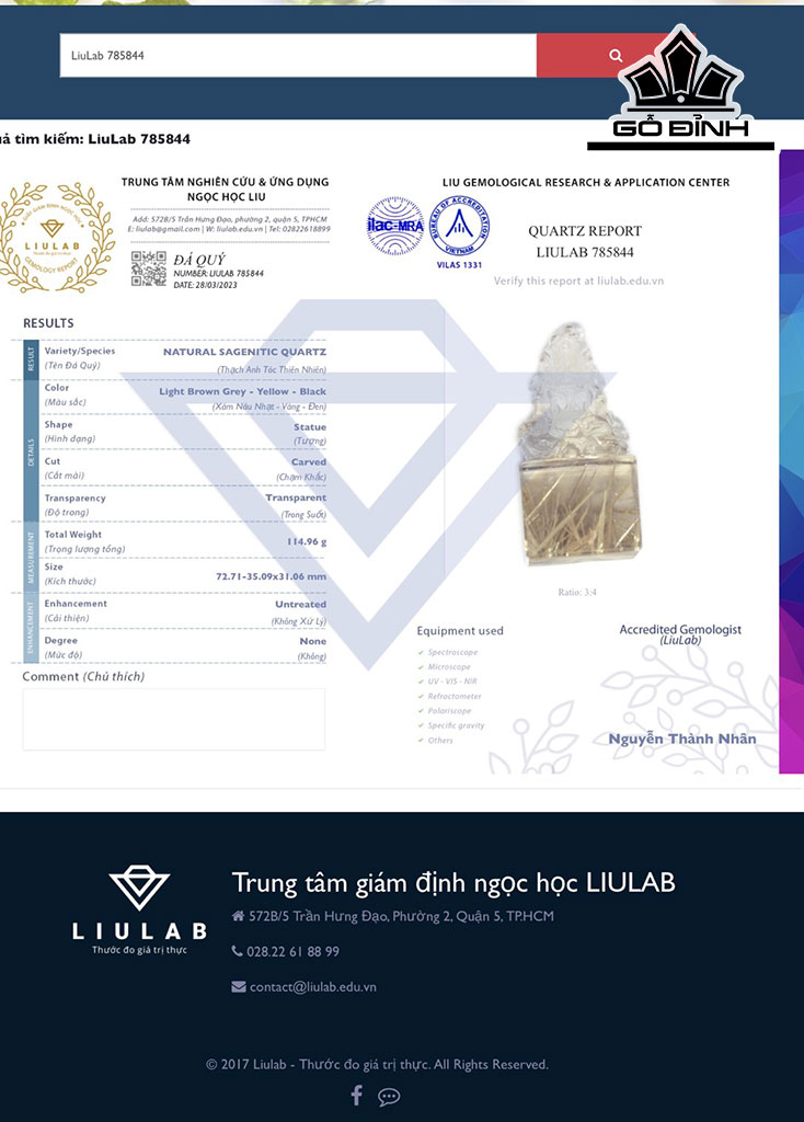 Ấn Hoàng Thần Tài Bảo Thiên Đá Thạch Anh Tóc Vàng Cao 72,71 Ngang 35,09 Sâu 31,06 (mm) 114,96g