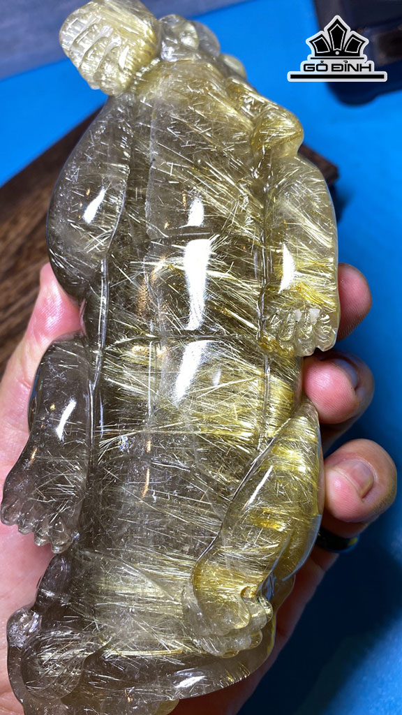 Cụ Tỳ Hưu Tịch Tà Đá Thạch Anh Tóc Vàng Cao 175 Ngang 63,8 Sâu 38 (mm) 650g