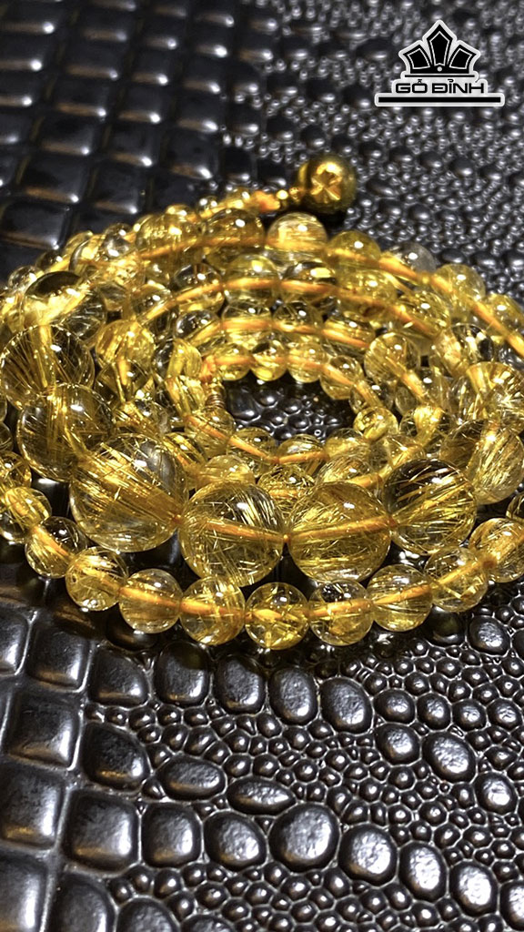 Chuỗi Đá Thạch Anh Tóc Vàng Đường Kính Hạt To Dần 4,4 - 11,6 (mm) 37g