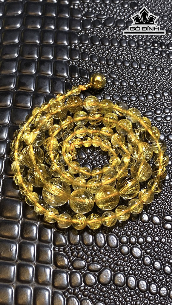 Chuỗi Đá Thạch Anh Tóc Vàng Đường Kính Hạt To Dần 4,4 - 11,6 (mm) 37g