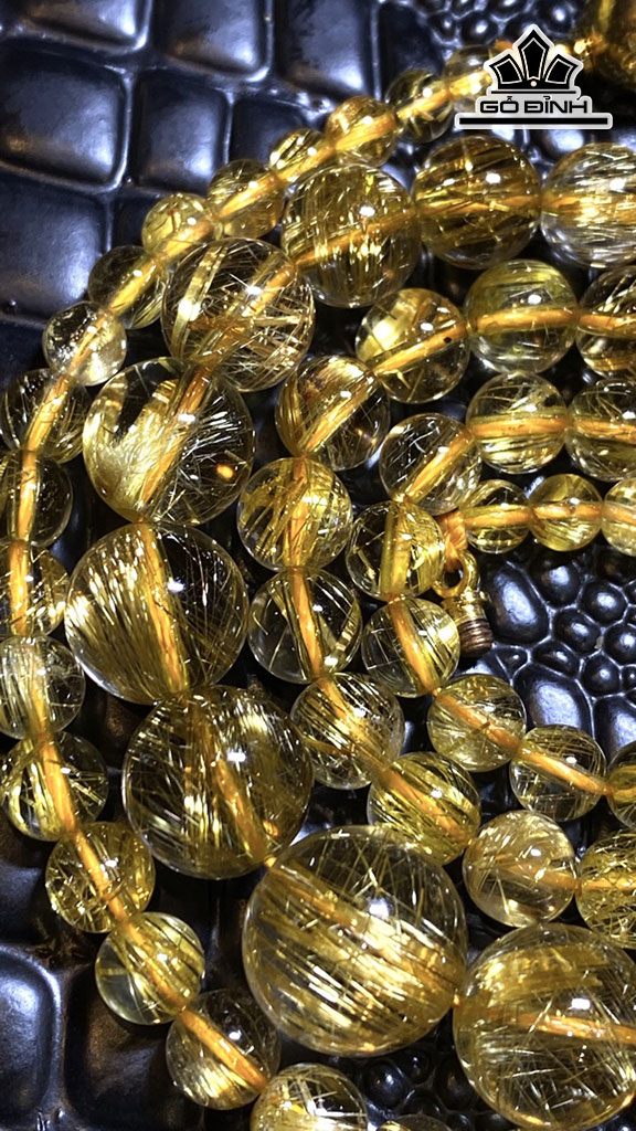 Chuỗi Đá Thạch Anh Tóc Vàng Đường Kính Hạt To Dần 4,4 - 11,6 (mm) 37g