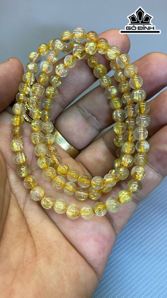 Chuỗi Quấn 3 Vòng Đá Thạch Anh Tóc Vàng Đường Kính Hạt 5,8 (mm) 24,8g
