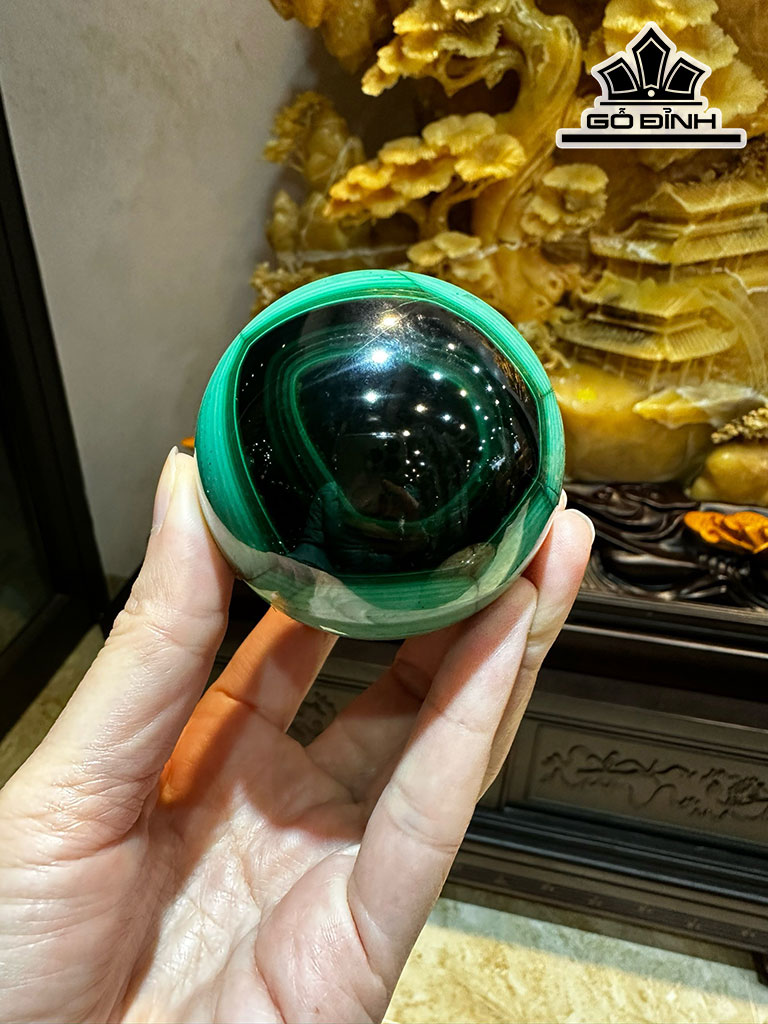 Bi Cầu Đá Khổng Tước (Malachite) 447g