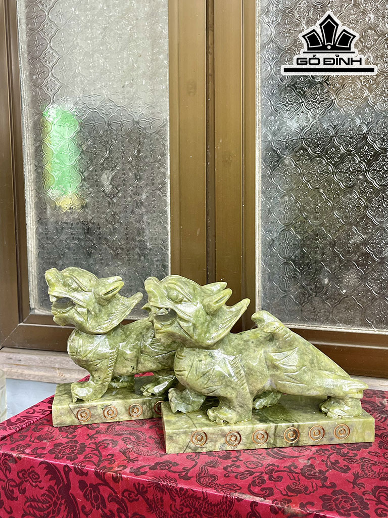 Cặp Tỳ Hưu Đá Serpentine Cao 18 (cm)