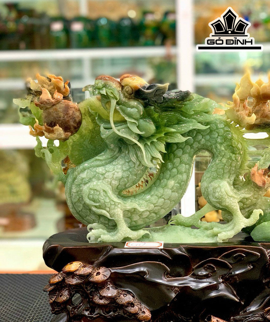 Long Vờn Hỏa Châu Đá Serpentine Cao 32 Ngang 43 (cm) 6kg Riêng Đá Cao 20 Ngang 43 (cm)