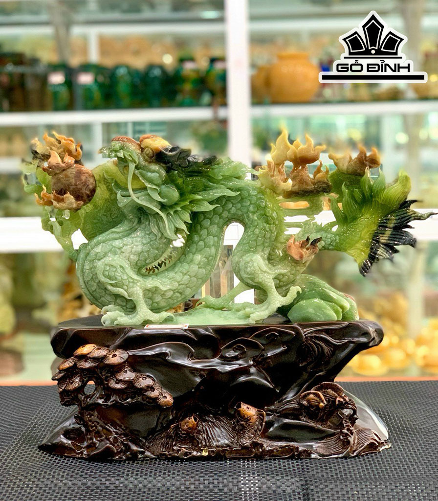 Long Vờn Hỏa Châu Đá Serpentine Cao 32 Ngang 43 (cm) 6kg Riêng Đá Cao 20 Ngang 43 (cm)