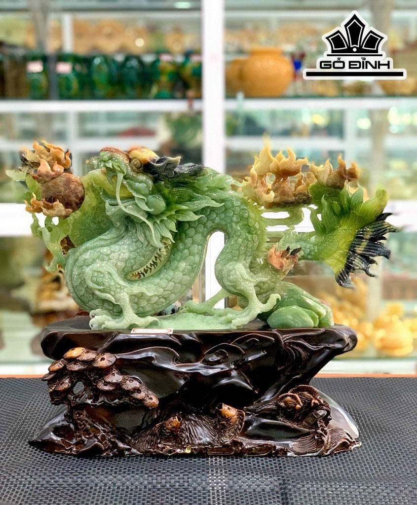 Long Vờn Hỏa Châu Đá Serpentine Cao 32 Ngang 43 (cm) 6kg Riêng Đá Cao 20 Ngang 43 (cm)