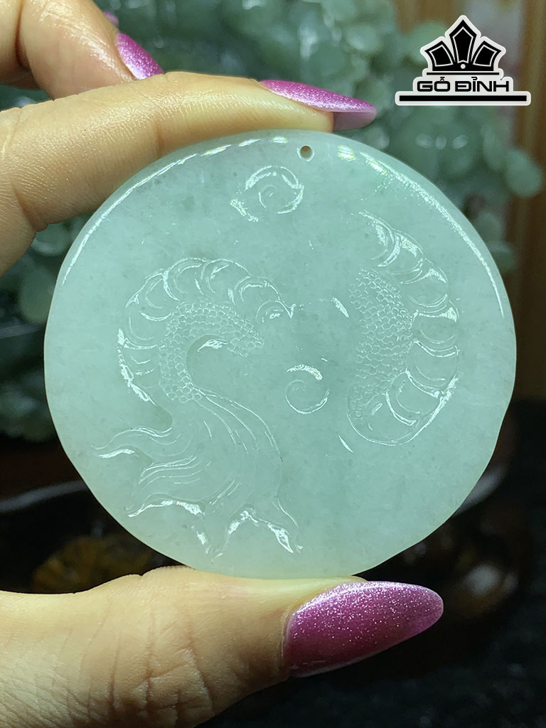 Mặt Dây Chuyền Rồng Đá Cẩm Thạch Cao 58,5 Ngang 57,9 Sâu 11,3 (mm) 71,2g