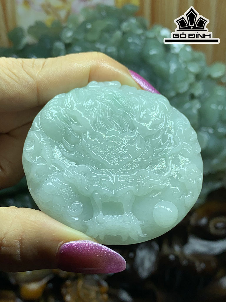 Mặt Dây Chuyền Rồng Đá Cẩm Thạch Cao 58,5 Ngang 57,9 Sâu 11,3 (mm) 71,2g