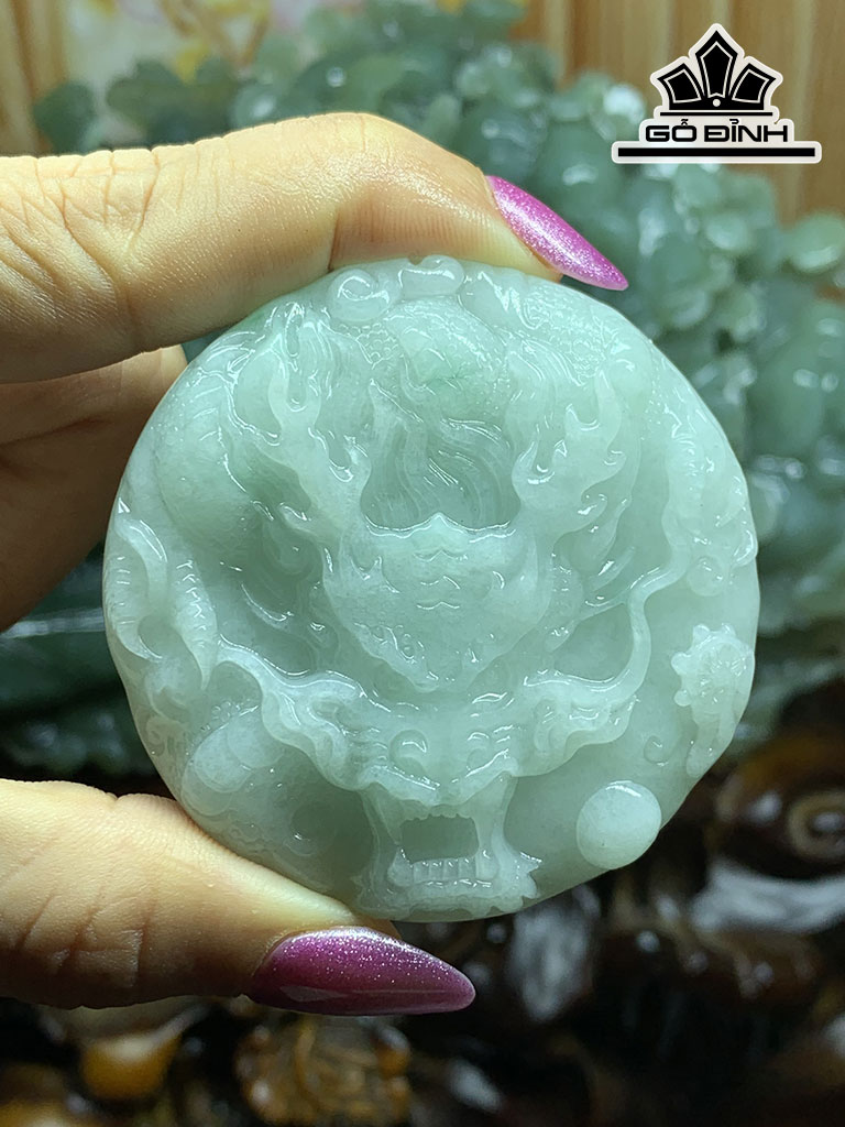 Mặt Dây Chuyền Rồng Đá Cẩm Thạch Cao 58,5 Ngang 57,9 Sâu 11,3 (mm) 71,2g