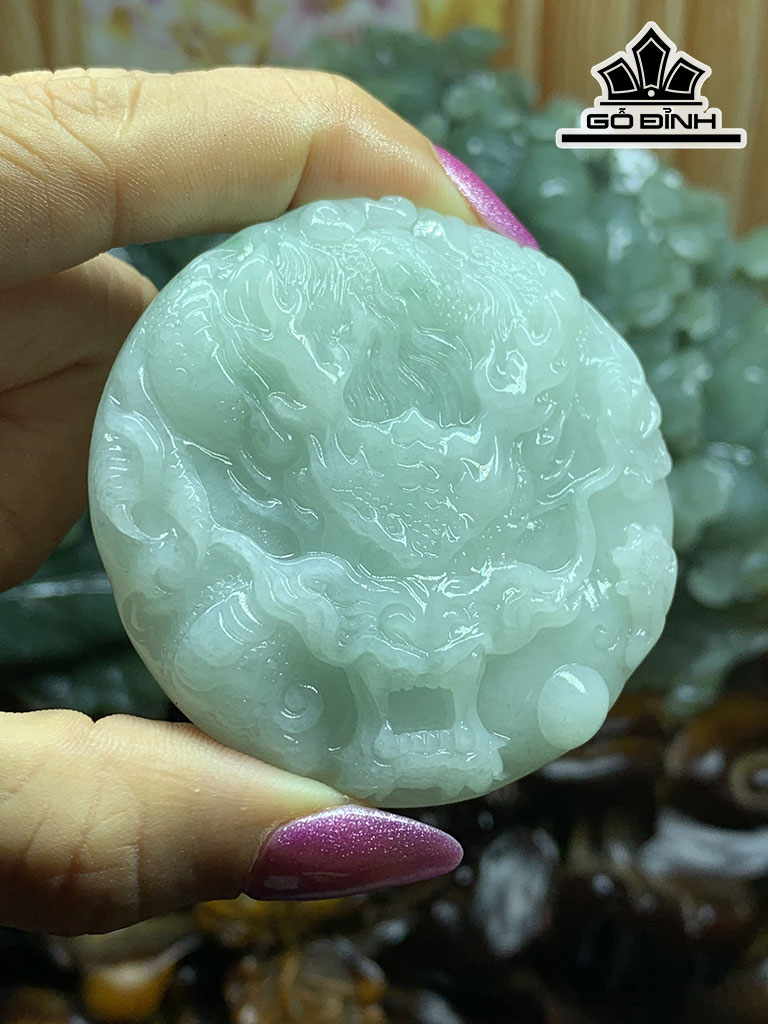 Mặt Dây Chuyền Rồng Đá Cẩm Thạch Cao 58,5 Ngang 57,9 Sâu 11,3 (mm) 71,2g