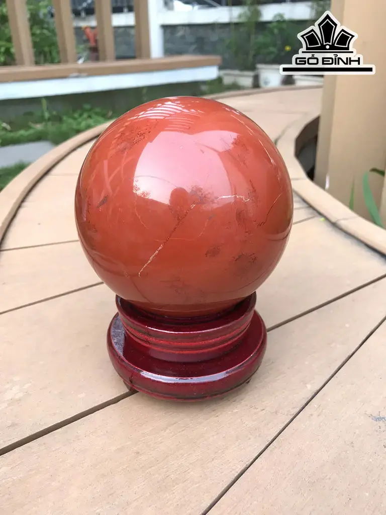 Bi Cầu Đá Ngọc Bích Đỏ Jasper Đường Kính Hạt 13,35 (cm) 3,25kg