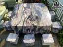 Bộ Bàn 10 Đôn Đá Serpentine Vân Đa Sắc Cao 66 Ngang 158 Sâu 169 (cm) 6000kg