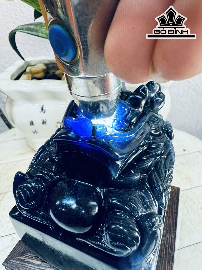 Long Ấn Đá Lapis Xanh Cô Ban Cao 14 Ngang 8,5 (cm) 1,3kg