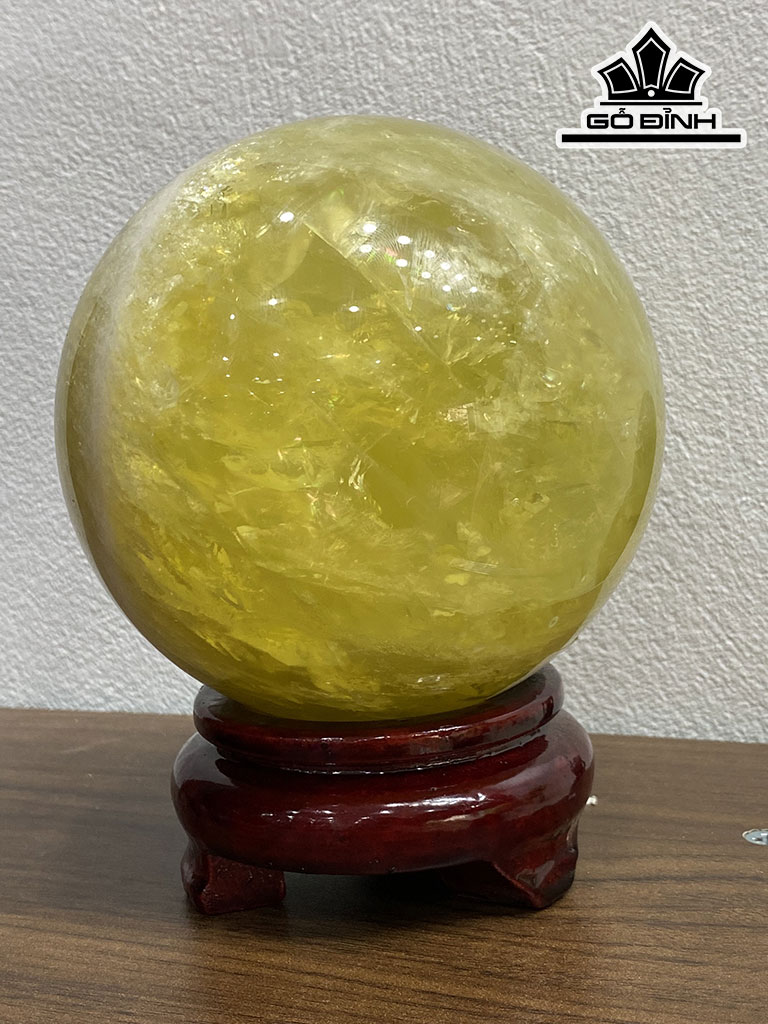 Bi Cầu Đá Thạch Anh Vàng Đường Kính Hạt 10,5 (cm) 1,8kg