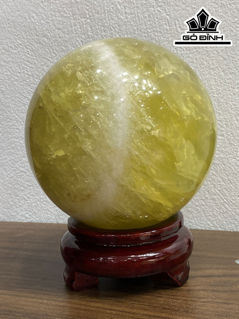 Bi Cầu Đá Thạch Anh Vàng Đường Kính Hạt 10,5 (cm) 1,8kg