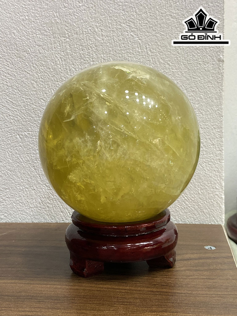 Bi Cầu Đá Thạch Anh Vàng Đường Kính Hạt 10,5 (cm) 1,8kg