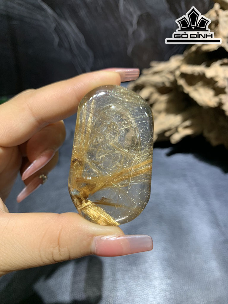 Mặt Dây Chuyền Phật Đá Thạch Anh Tóc Vàng Cao 58,4 Ngang 33,2 Sâu 10,5 (mm)