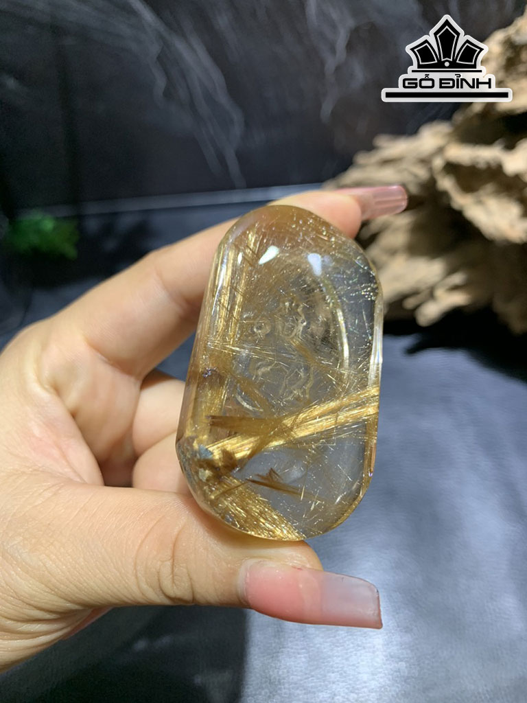 Mặt Dây Chuyền Phật Đá Thạch Anh Tóc Vàng Cao 58,4 Ngang 33,2 Sâu 10,5 (mm)