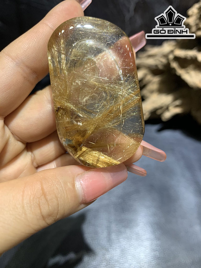 Mặt Dây Chuyền Phật Đá Thạch Anh Tóc Vàng Cao 58,4 Ngang 33,2 Sâu 10,5 (mm)