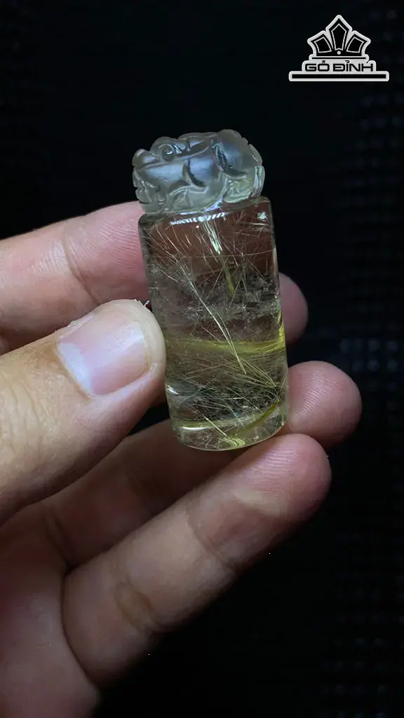 Ấn Tỳ Hưu Đá Thạch Anh Tóc Vàng Cao 44,5 Ngang 19,6 Sâu 16 (mm) 26g