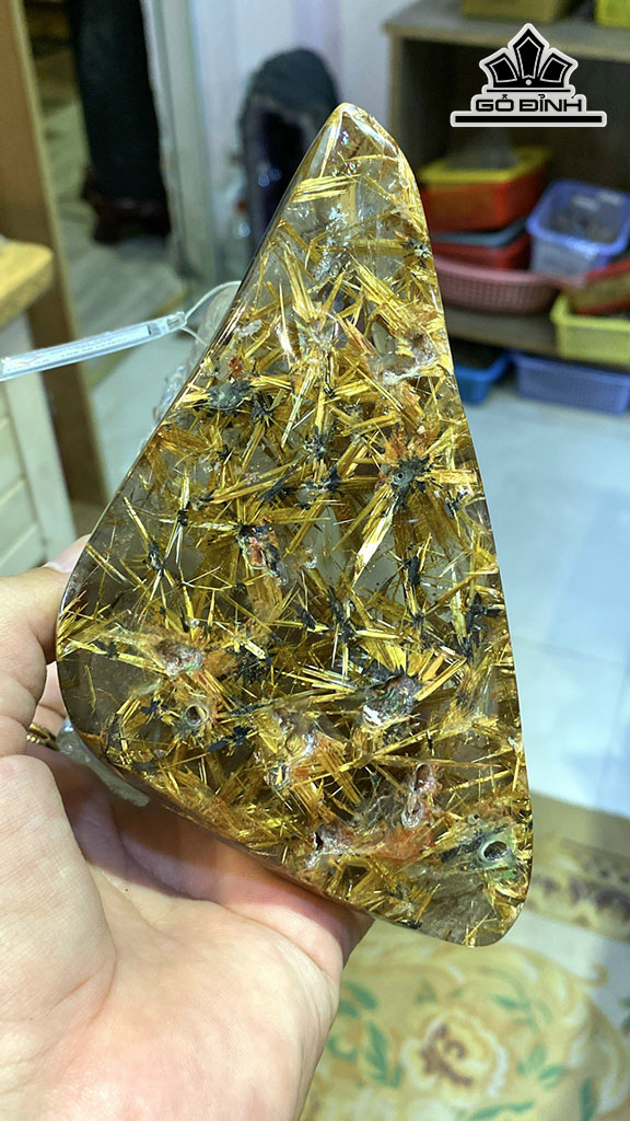 Rồng Hoa Thị Đá Thạch Anh Tóc Vàng Cao 15,6 Ngang 10,2 Sâu 8,5 (cm) 0,7kg